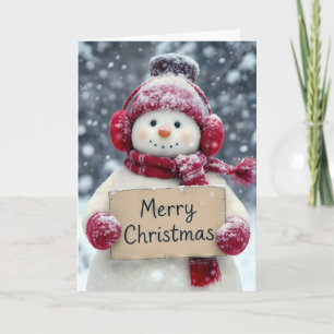 Cartão Snowman com um Sinal de Natal Feliz