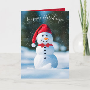 Cartão Snowman De Natal Em Flocos De Neve