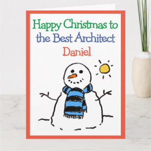 Cartão Snowman Design Feliz Natal para um Arquiteto