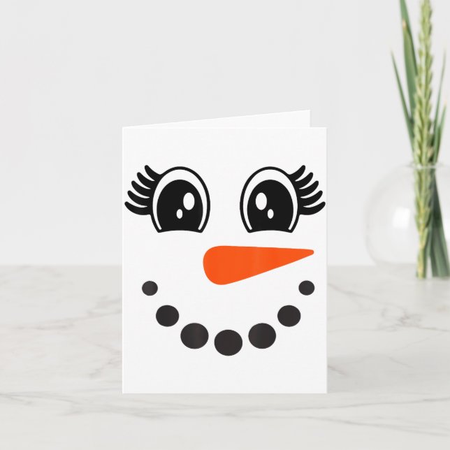 Cartão Snowman Girl Face For Girls Christmas Winter  (Frente)
