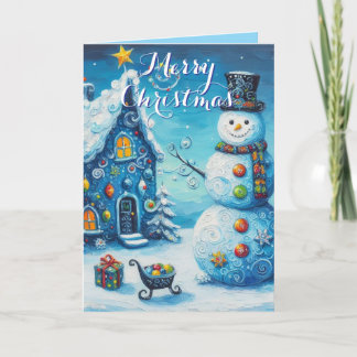 Cartão Snowman House Apresenta Natal Personalizado