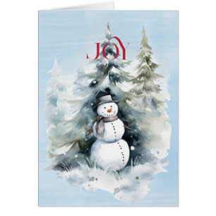 Cartão Snowman in the Forest com Red JOY