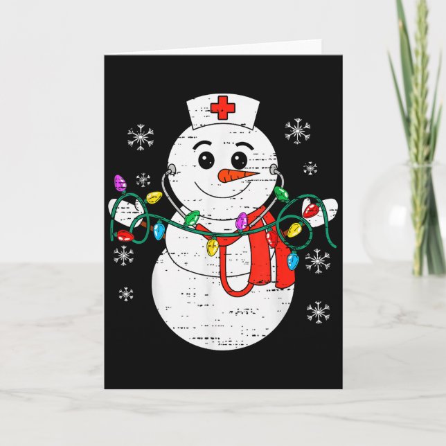 Cartão Snowman Nurse Christmas Stethoscope Xmas Scrub Top (Frente)