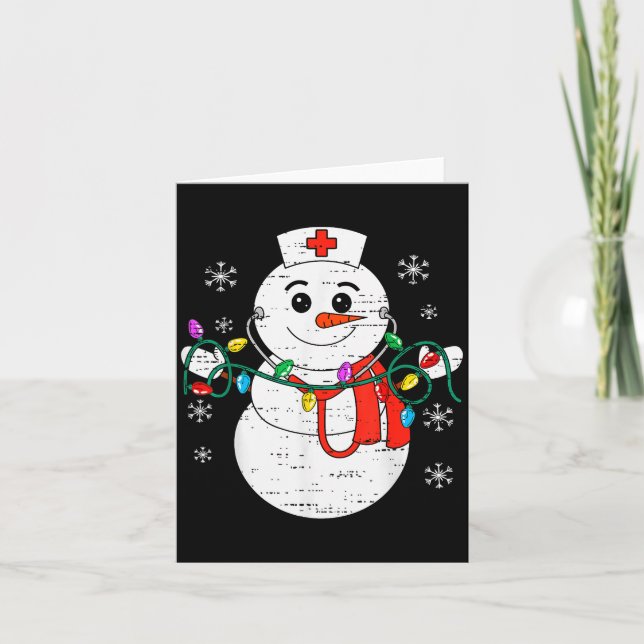 Cartão Snowman Nurse Christmas Stethoscope Xmas Scrub Top (Frente)