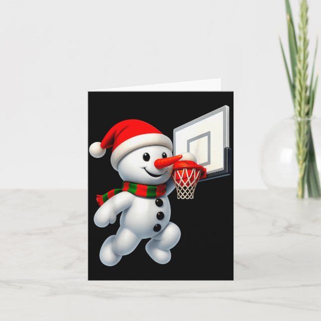 Cartão Snowman Playing Basketball Merry Christmas Pajamas (Frente)
