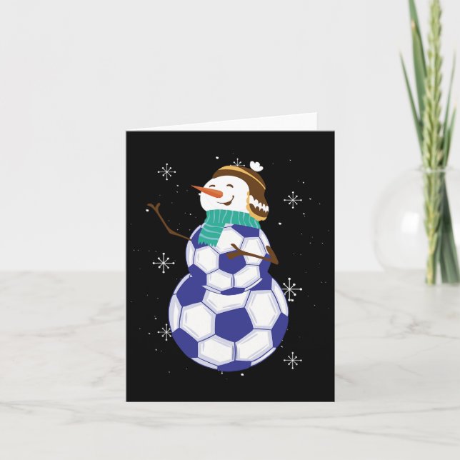Cartão Snowman Soccer Ball Winter Magic (Frente)