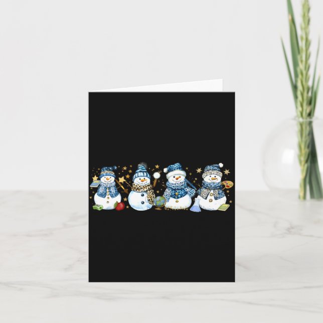 Cartão Snowman Teacher Winter Leopard Clroom Cute Blue St (Frente)