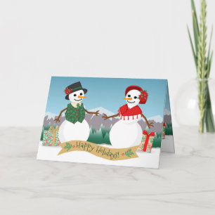 Cartão Snowmen Paper Doll Holiday Card