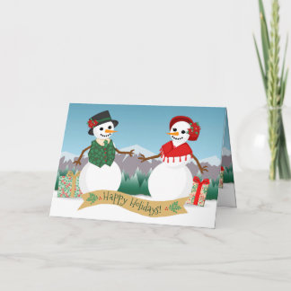 Cartão Snowmen Paper Doll Holiday Card