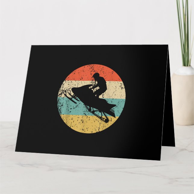 Cartão Snowmobile Retro Style Snowmobiling (Frente)