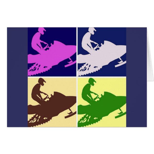 Cartão Snowmobiler/Pop Art (Frente Horizontal)