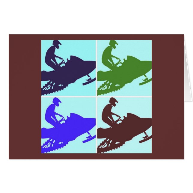 Cartão Snowmobiler/Pop Art (Frente Horizontal)