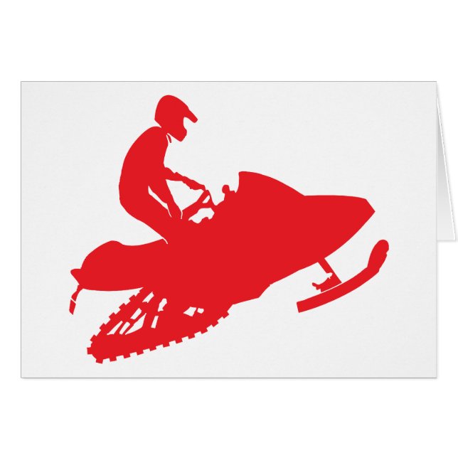 Cartão Snowmobiler/Red Sled (Frente Horizontal)