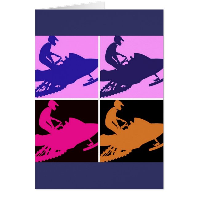 Cartão Snowmobiling Pop Art (Frente)