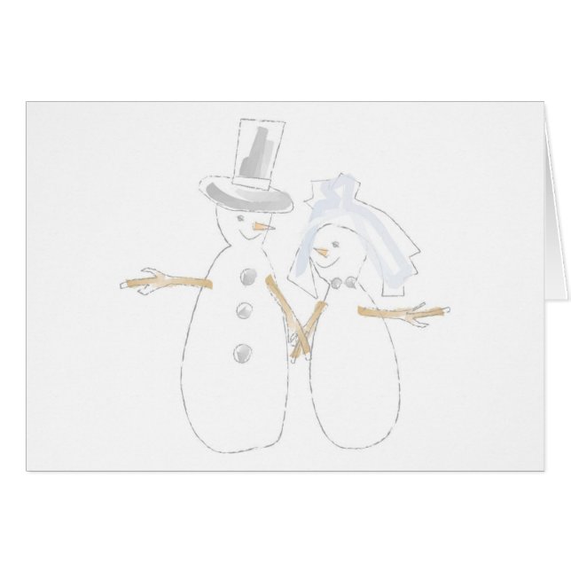 Cartão Snowpeople Bride e Groom (Frente Horizontal)
