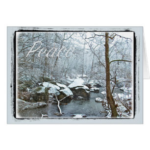 Cartão Snowy Christmas Creek - Peace - Greeting Card