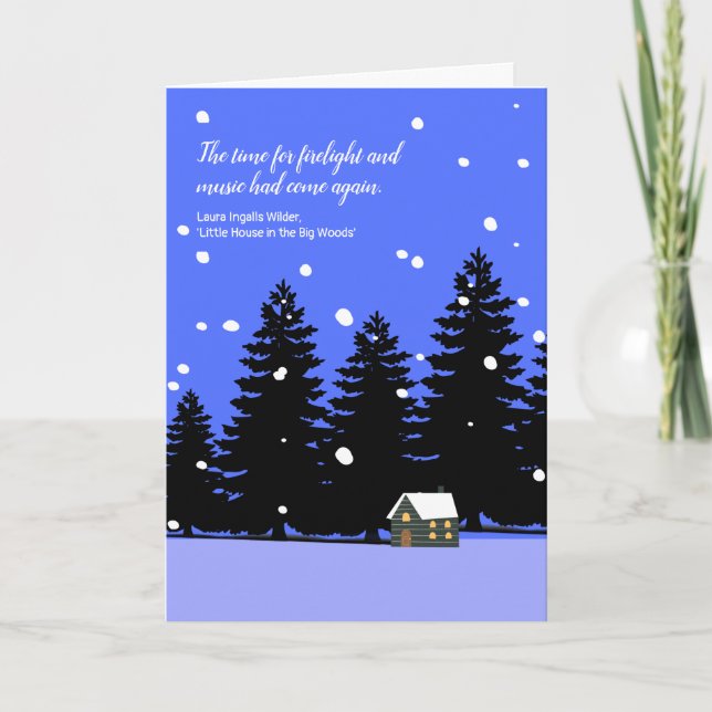 Cartão Snowy Little House sobre a Arte Original da Pradar (Frente)