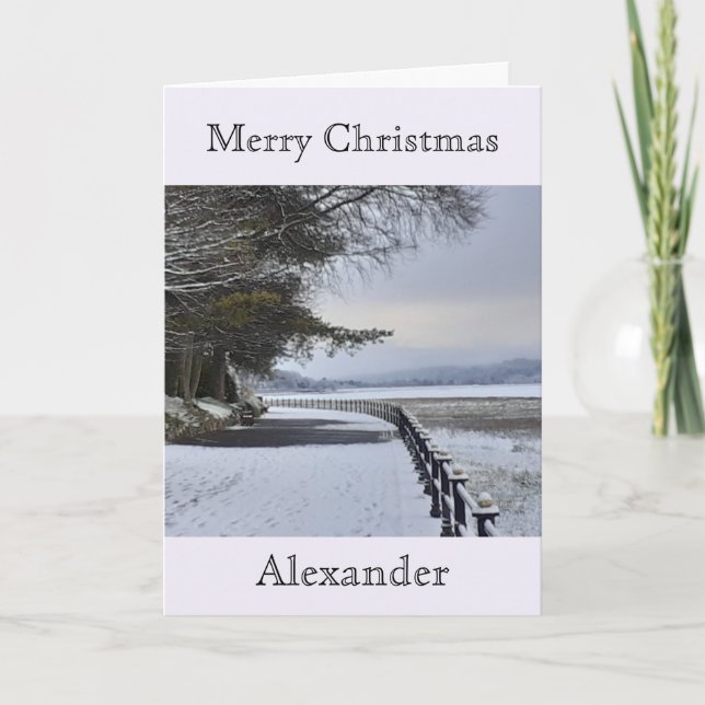 Cartão Snowy Morning Natal (Frente)