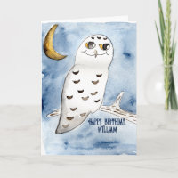 Snowy Owl Watercolor Personalizado Aniversário