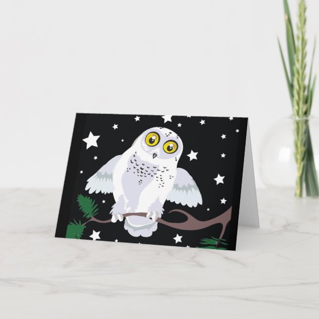 Cartão Snowy Owl~Winter Greeting Cards (Frente)