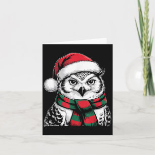Cartão Snowy Owl Xmas Santa Hat F Figurino de Natal