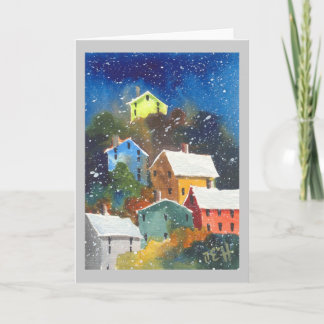 Cartão Snowy Pittsburgh Hillside Houses