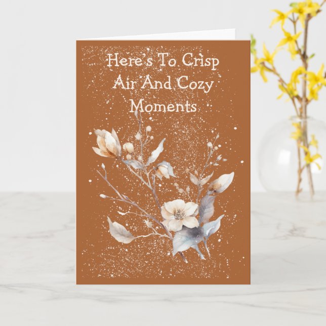 Cartão Snowy Warm Winter Blossoms Greeting Card (Flor Amarela)