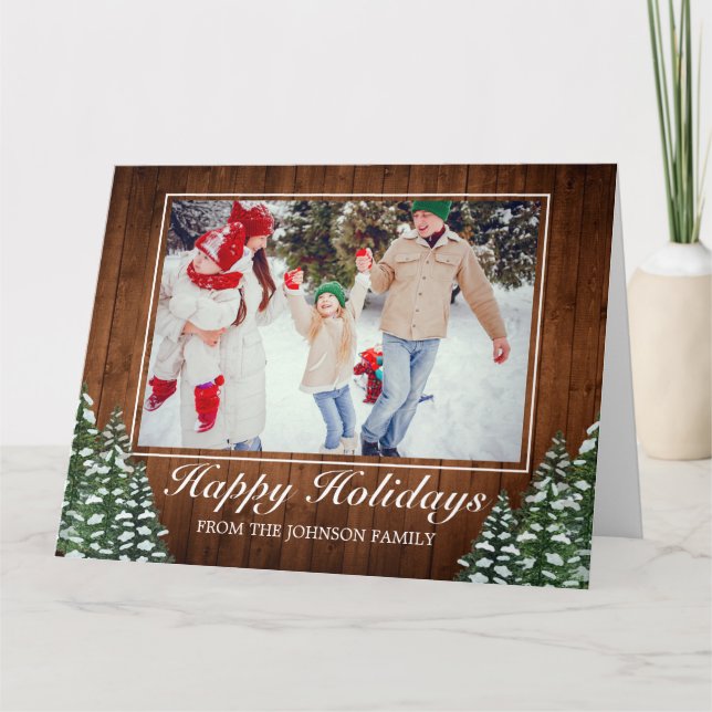 Cartão Snowy Wood e Forest Fotografias Felizes Saudação (Frente)