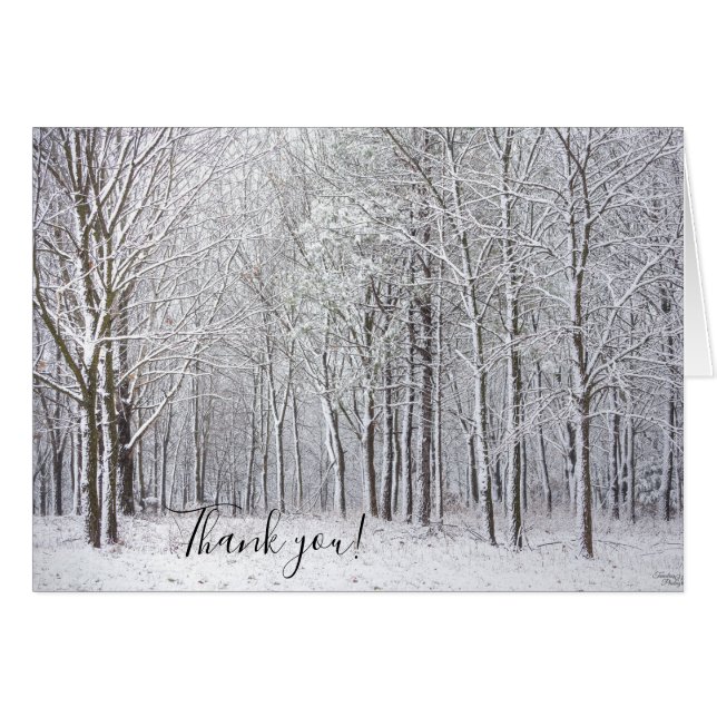 Cartão Snowy Woods Obrigado Notecard (Frente horizontal)