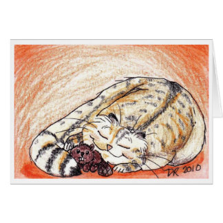Cartão Snuggles sonolentos do gatinho gordo