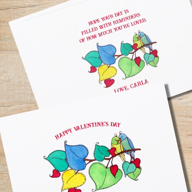 Cartão Snuggling Love Birds Valentine's Day Card (Criador carregado)