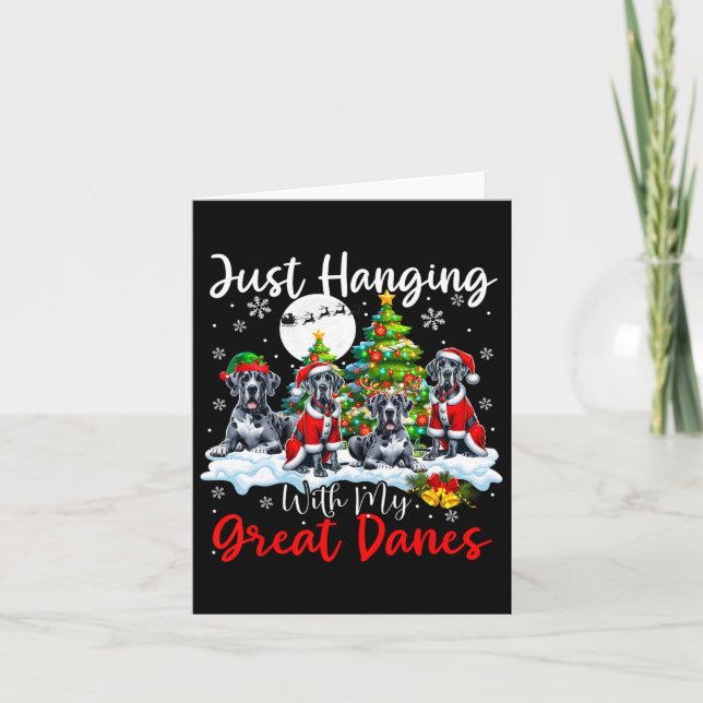Cartão Só Andando Com Meus Grandes Danes Xmas Três Papais (Frente)