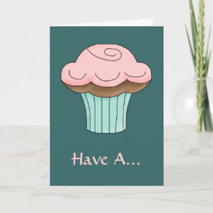 Cartão So Sweet Pink Frosted Cupcake In Teal