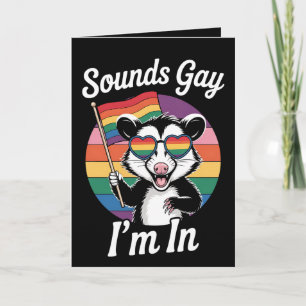Cartão Soa Gay em Possum Engraçado Orgulho LGBTQ Rainbow