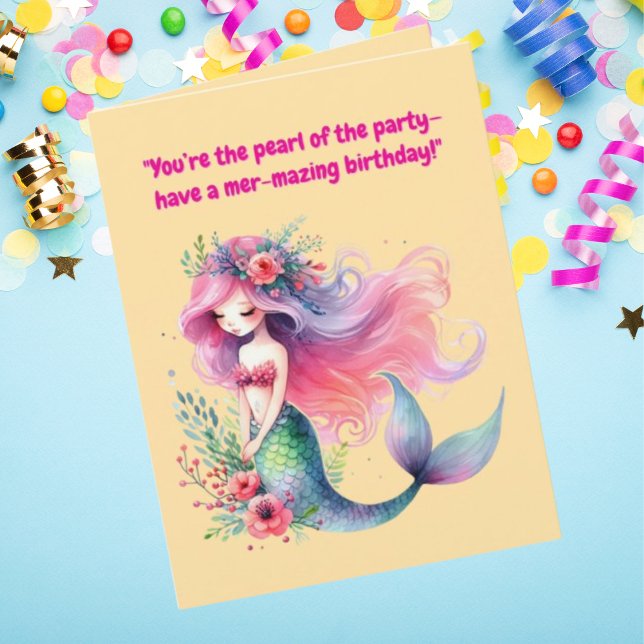 Cartão Sob A Saudação De Foto De Aniversário Da Sereia Co (Criador carregado)