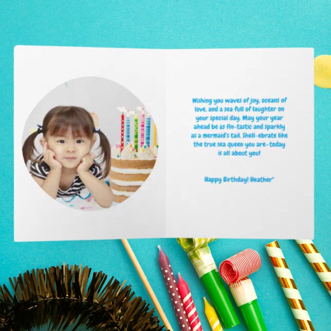 Cartão Sob A Saudação De Foto De Aniversário Da Sereia Co (Criador carregado)