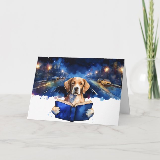 Cartão Sober Dog Lendo Grande Aniversário de Recuperação  (Frente)