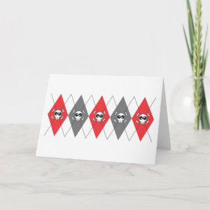 Cartão Sobieski Skull Argyle White Greeting Card