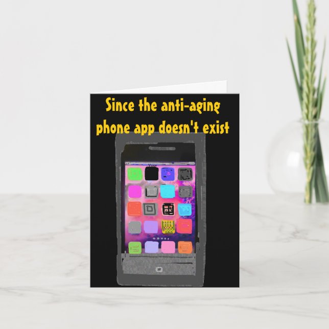 Cartão Sobre o telefone cómico app do aniversário do (Frente)