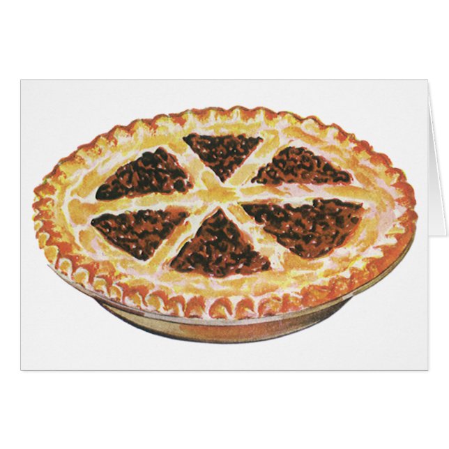 Cartão Sobremesa Comida Antiga, Torta de Pecã Fresca Assa (Frente Horizontal)