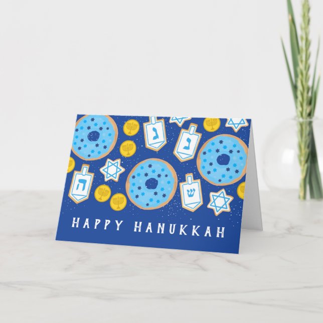 Cartão Sobremesas de Hanukkah Chanukah Donuts Biscoitos (Frente)