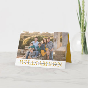 Cartão Sobrenome Amarelo Personalizado de Retrato da Famí