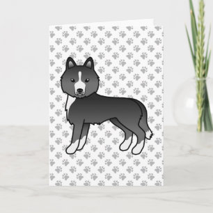 Cartão Sobretudo Cão de Cartoon Negro Siberiano Cachorro