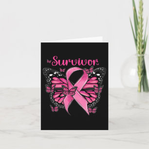 Cartão Sobrevivente Borboletas Rosa Conscientização do Câ