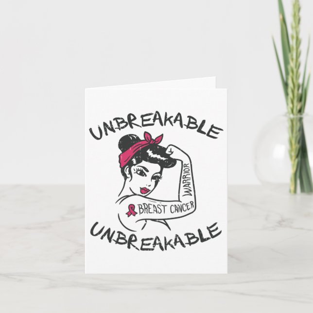 Cartão Sobrevivente do Cancer de Mama Rosa Inquebrável Gi (Frente)