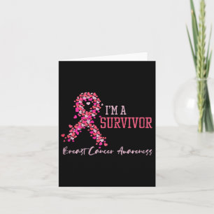 Cartão Sobrevivente Fitas Rosa Corações Cancer Awarene