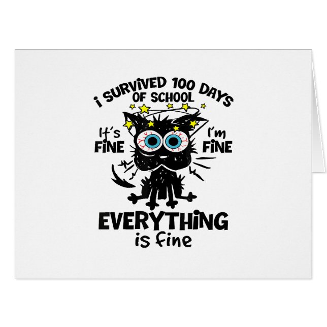 Cartão Sobrevivi a 100 dias de escola Está bem Estou bem  (Frente horizontal)