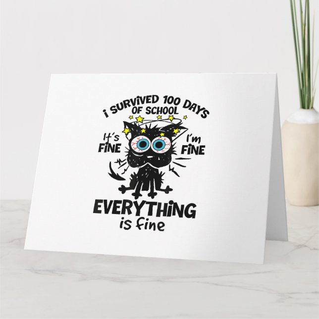 Cartão Sobrevivi a 100 dias de escola Está bem Estou bem  (Frente)