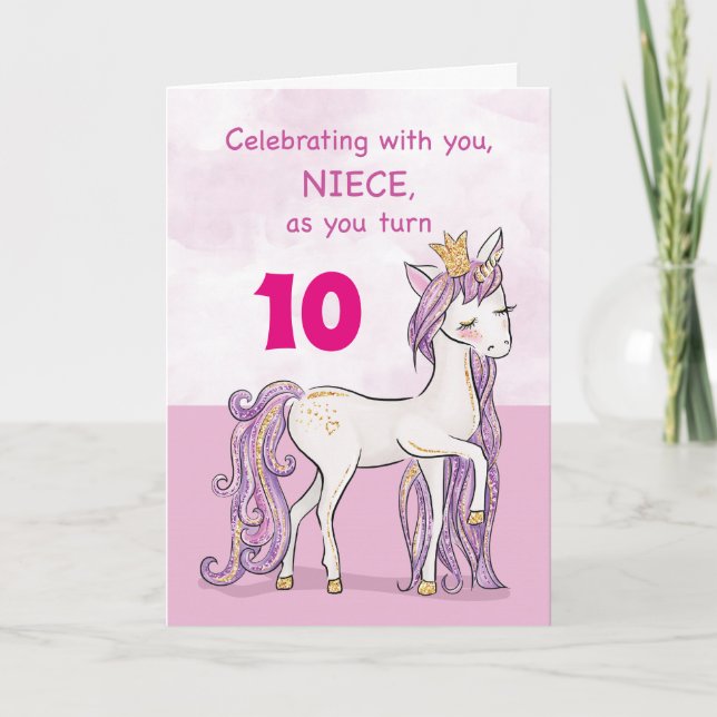 Cartão Sobrinha de Idade Personalizada Aniversário Cavalo (Frente)