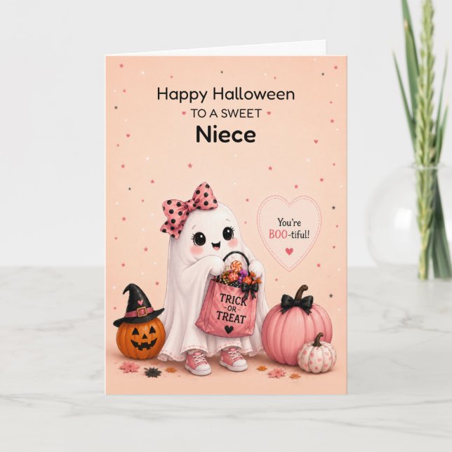 Cartão Sobrinha Halloween Fantasma Fofo (Frente)